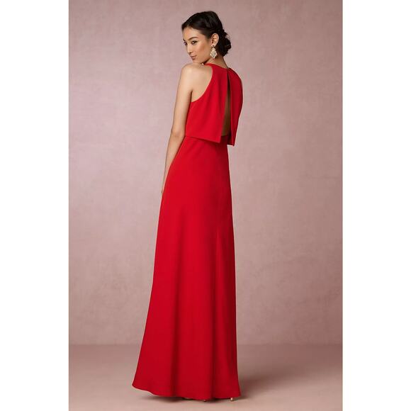 Jill Stuart Dress BHLDN Iva Crepe Gown Maxi Formal Evening Elegant Red Size 12 - Picture 2 of 12